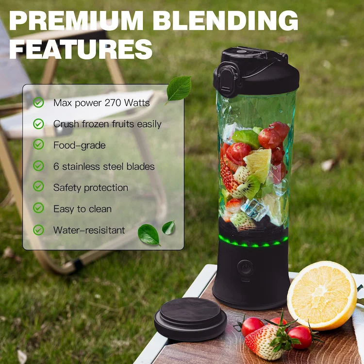 600ml Portable blender for shakes and smoothies with straw battery powered usb blender fruit blender