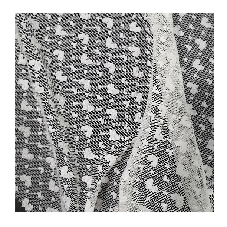 150CM Width,  White small heart cloth mesh roll dress lace fabric 2021