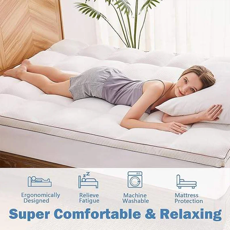 Nature Thick Mattress Topper Cover for Back Pain Pillow Top Mattress Protector Breathable Bed Topper Deep Elastic Pocket