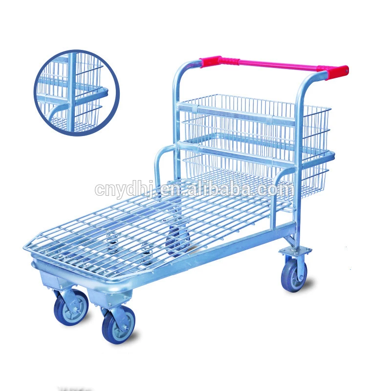 High quality metal hand trolley stainless steel platform trolley for goods transport