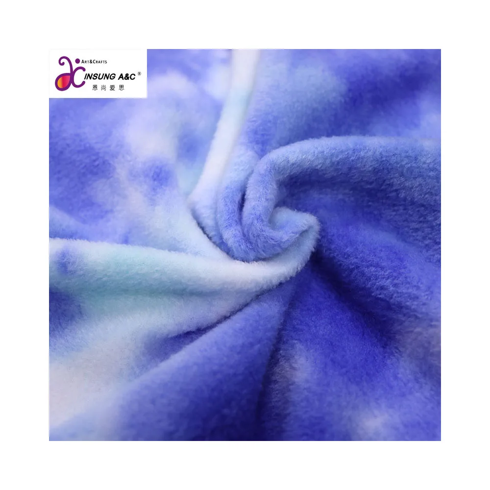 Perfect Quality Fluffy All Polyester Polar Fleece Fabric with Tie Dye Pattern For Winter