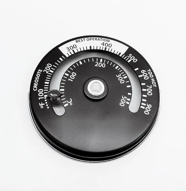 Magnetic wood burning stove pipe thermometer