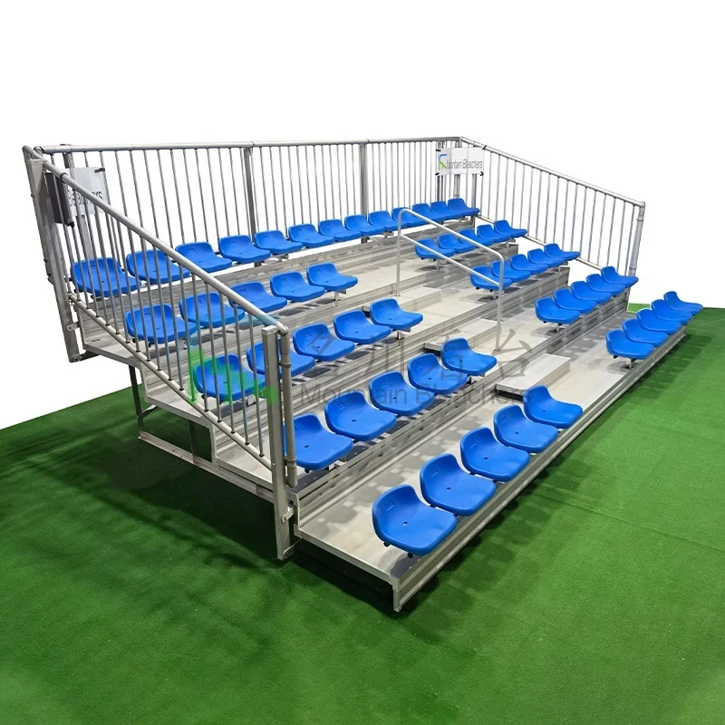 5 Rows Grandstand Sport Bleachers Basketball Metal Structure Bleachers  With Stadium Chair Plastic