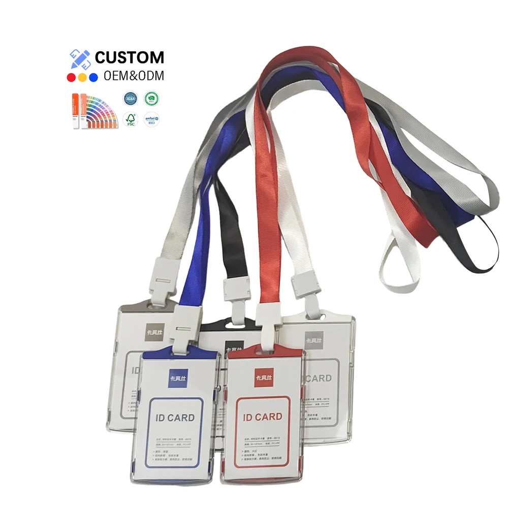 Customized Rfid Id Card Transparent Cover Reusable Waterproof Abs Card Holder Work Card Protective Cover