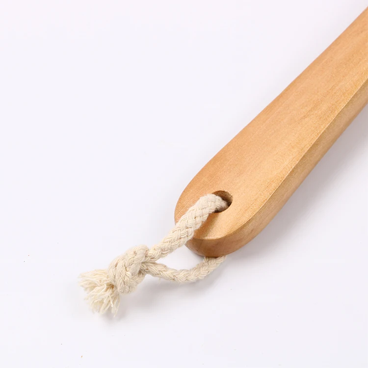 Custom Logo Wooden Body Brush Massage Wooden Balls Natural Boar Bristles Exfoliating Long Handle Body Bath Shower Brushes