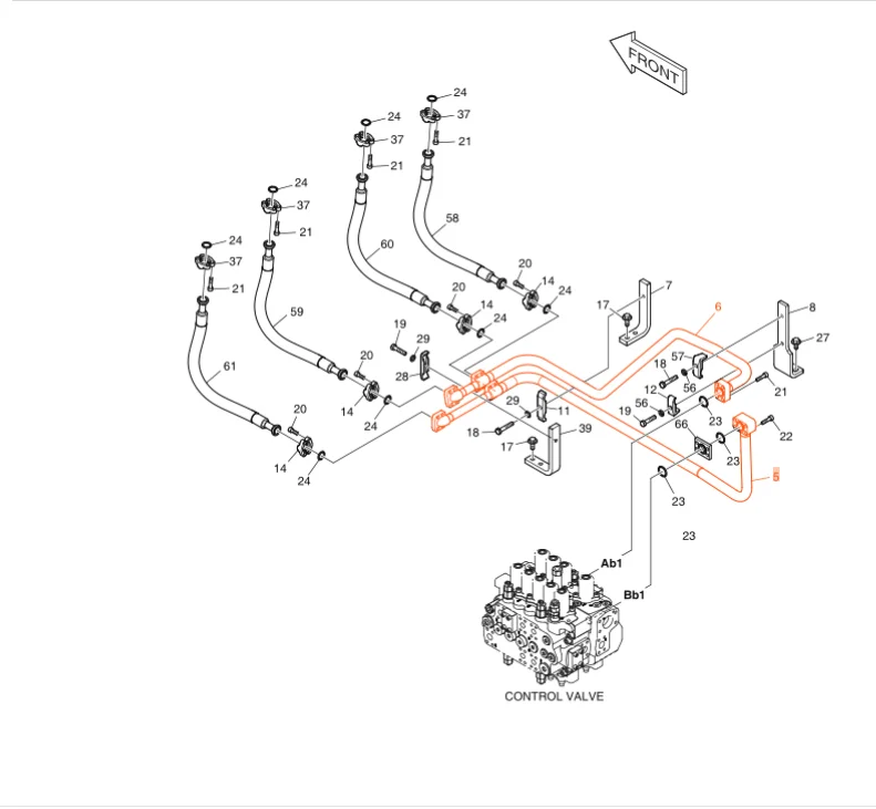 Hot selling DX190-3B  DX200-3B hydraulic system distributor Boom pipe, oil inlet pipe, excavator iron pipe