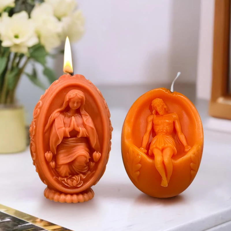 Dumo Candle Mold For Candle Making Silicone 3D Easter Candle Mold Resin DIY Figure Fragrance Mould for Handmade Elliptic Shape