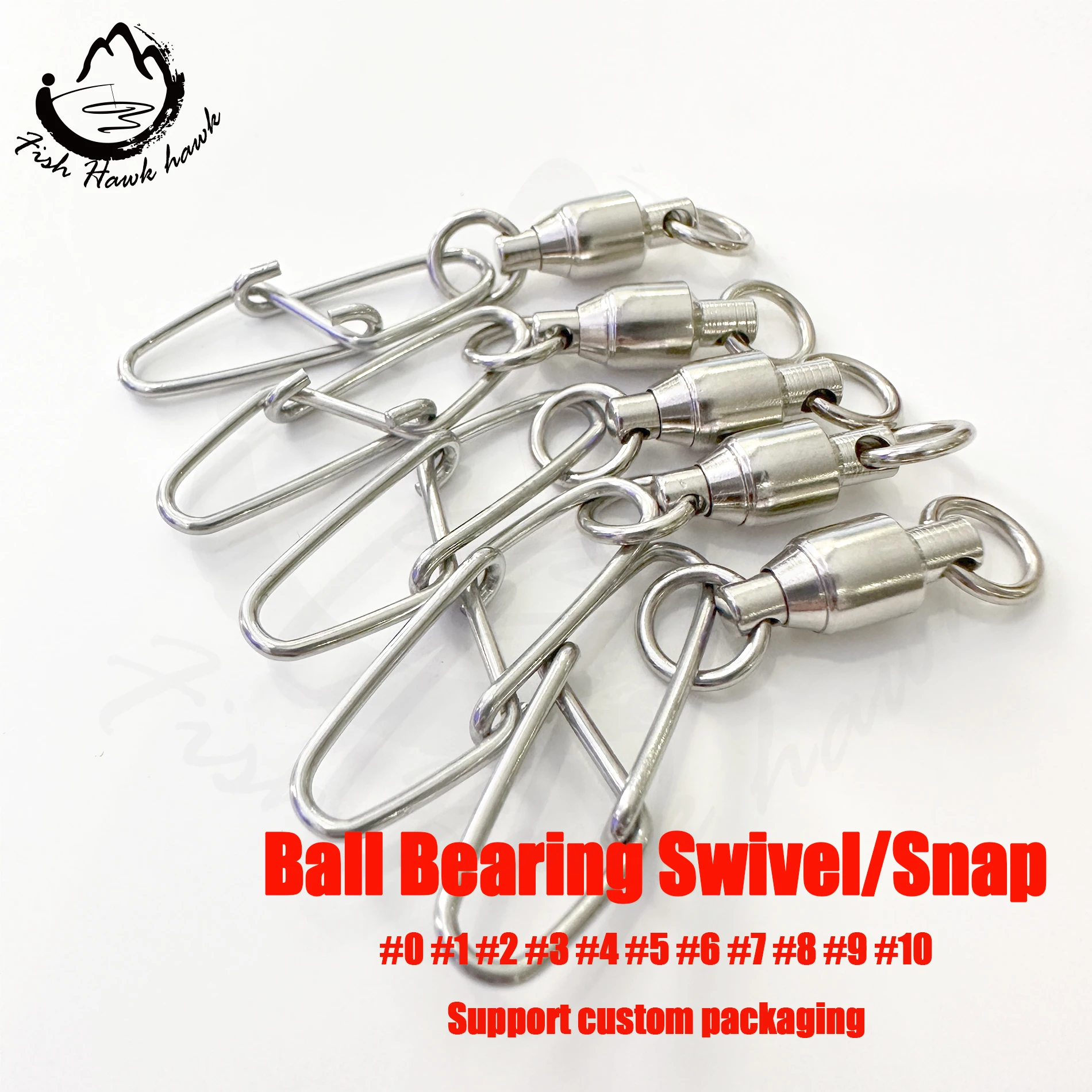 Wholesale #1 #2 #3 #4 #5 #6 #7 High quality strong ball bearing fishing swivel with snap for saltwater fishing jigging bait