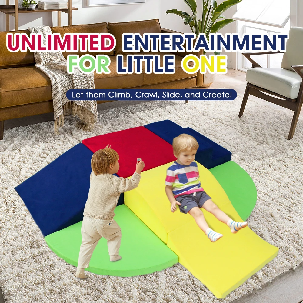 6 Pieces DIY Climbing toys for Toddlers Climb & Crawl Soft Foam Play Block Activity Play Set Gym Climbing Blocks Indoor