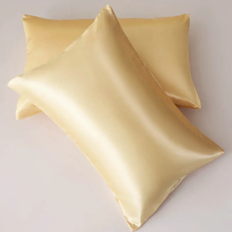 Smooth Silk Satin Pillow Case Solid Color Soft Skin Satin Cooling Pillow Cover with Envelope Closure