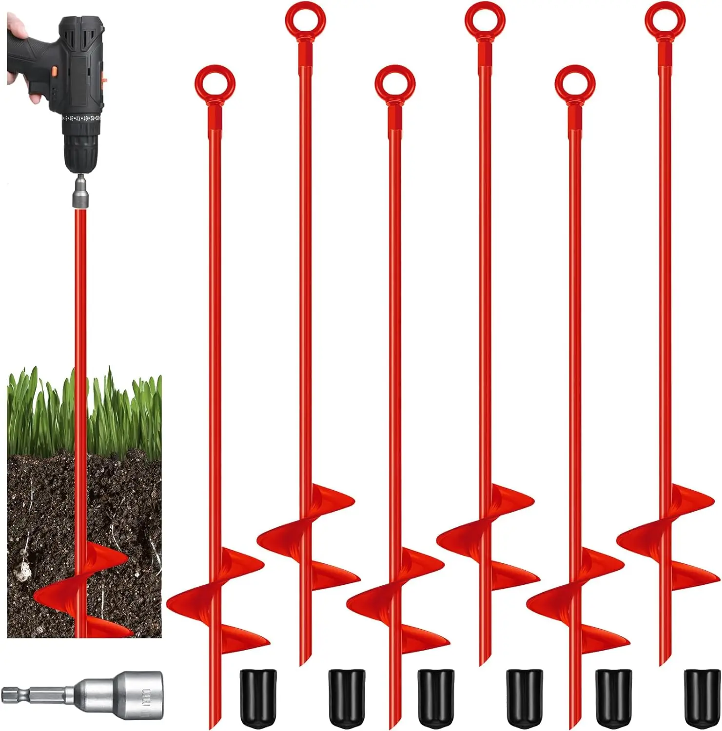 Earth Ground Anchor 18 Inch Spiral Blade Heavy Duty Earth Anchors Swing Set Anchors