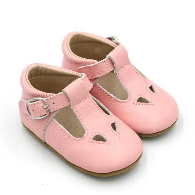 Anti-slippery Soft Sole Buckle Strap Real Leather Baby Girl Dress Shoes