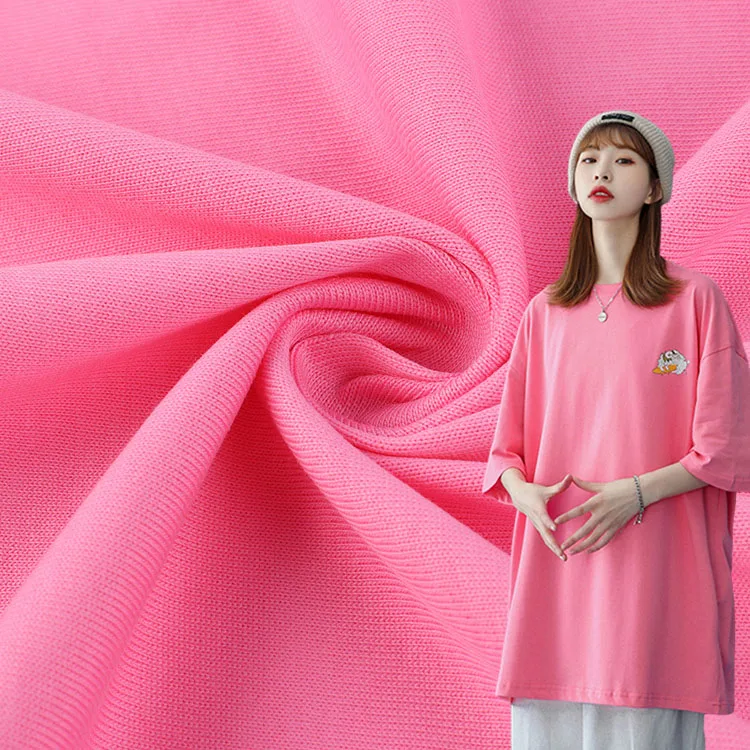 Лидер продаж, летняя футболка, трикотажная ткань, однотонная ткань, текстиль, одежда, 100 хлопчатобумажная ткань для одежды