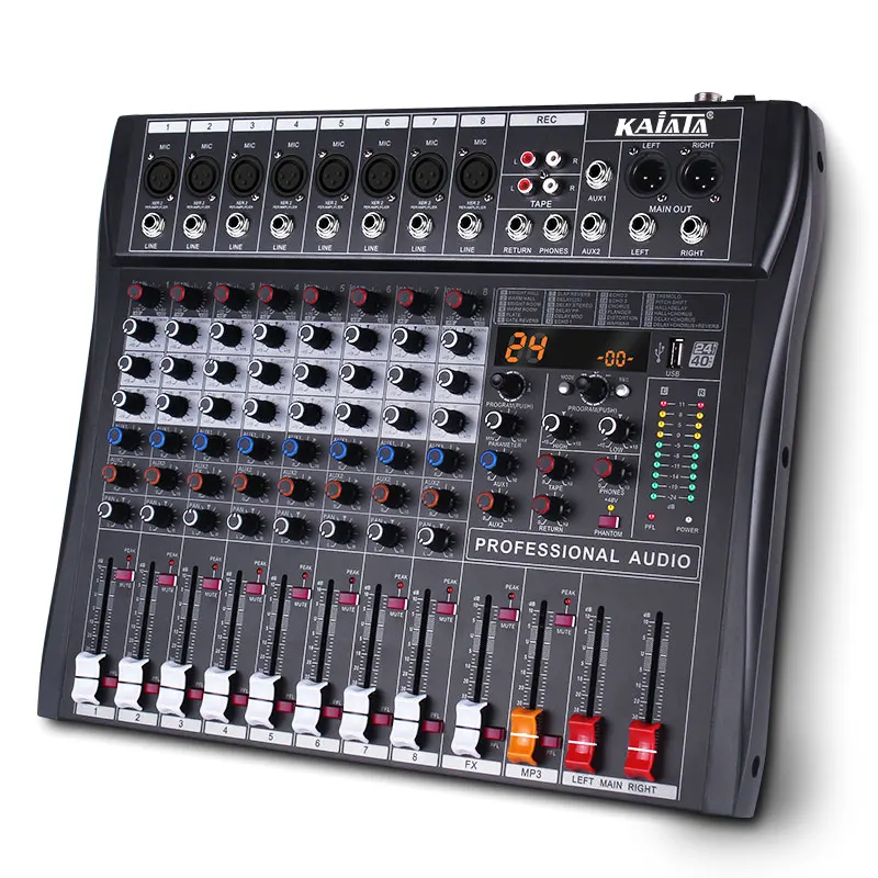 KAIKA 8 channels and 24 kinds of DSP professional digital mixer, studio, karaoke room, DJ controlled Audio Mixer.