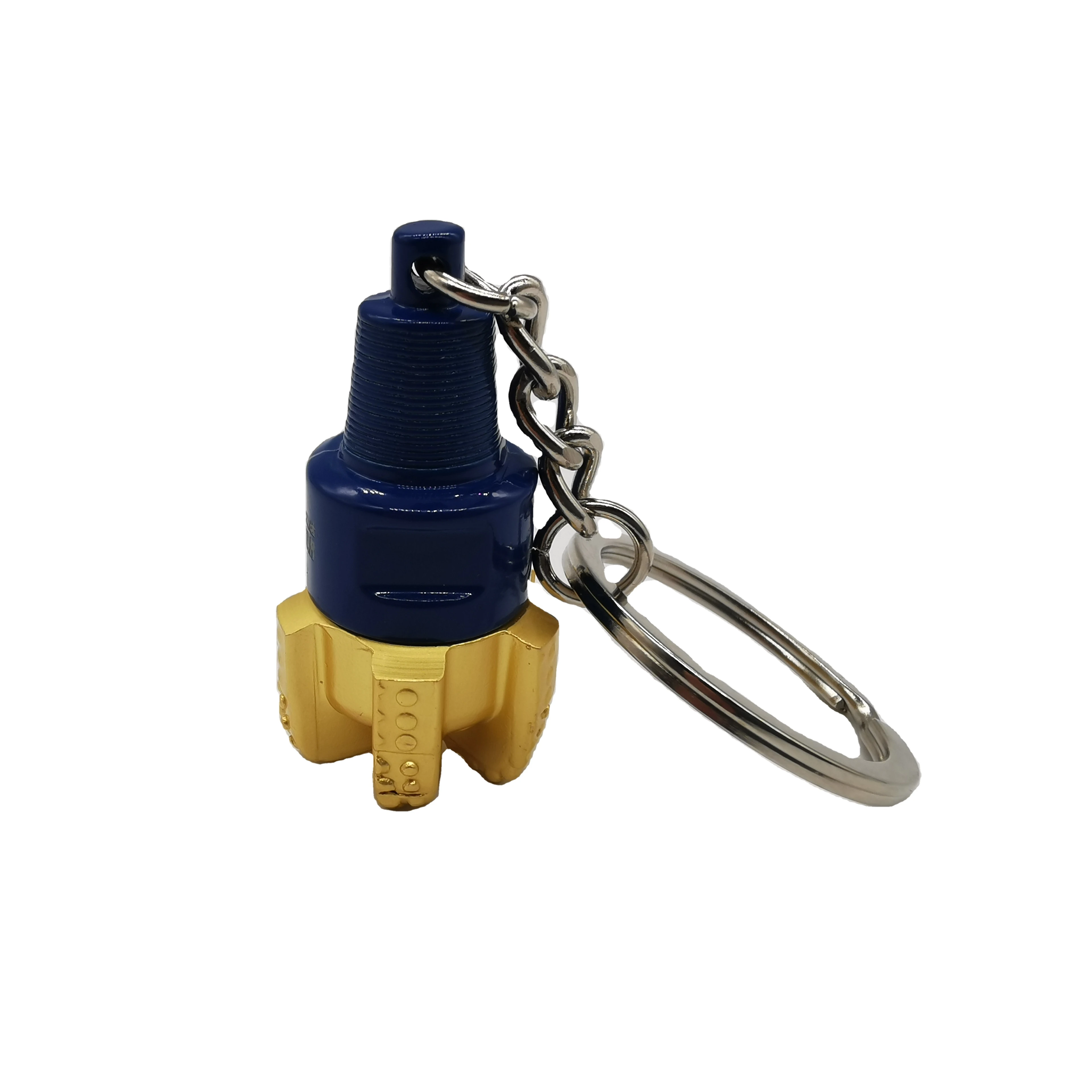 Bright Nickel Plating Drill Bit Keychains 3D Metal Roller Cone Bit Keychain