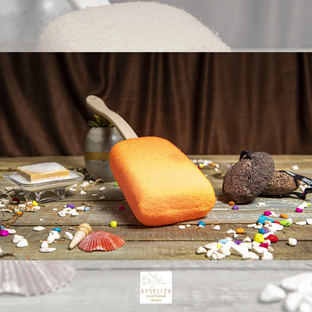 Natural Bath Sponge Brushes With Handle For Back Scrub Quality Loofah Scrubber Gentle And Non Abrasive Exfoliating Hammam Gloves