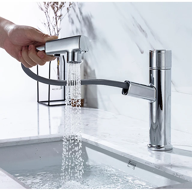 
Pull-Out faucet shower faucet set Button Type Basin Faucet durable 360 rotate bathroom tap 