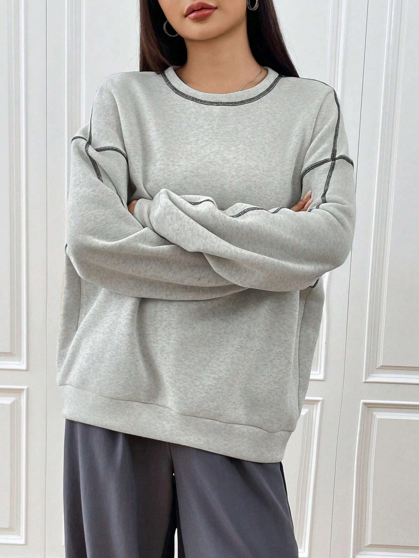 OEM Custom Design Logo High Quality Oversize French Terry Long Sleeves Drop Shoulder Hoodies For Women