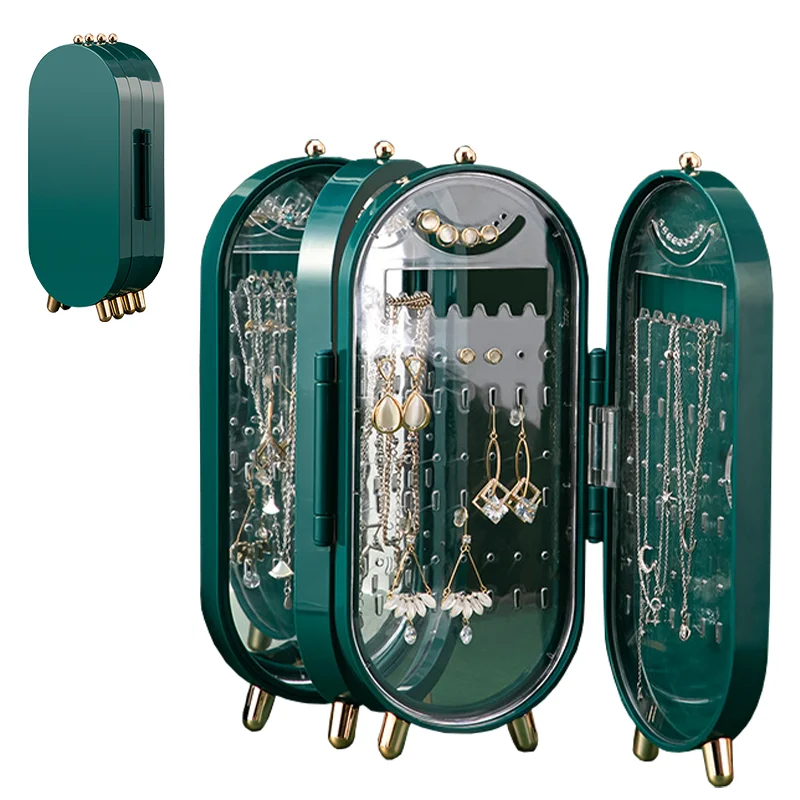 Large Jewelry Storage case Earrings Display Stand Bracelet Necklace Organizer Foldable Portable Plastic jewelry Box