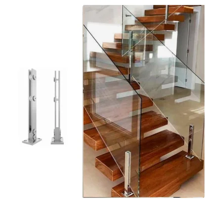 Solid Plate Post for Stair Glass Railing Tempered Glass Railing with Custom Designed Brackets Stainless Steel 304 Glass Railing