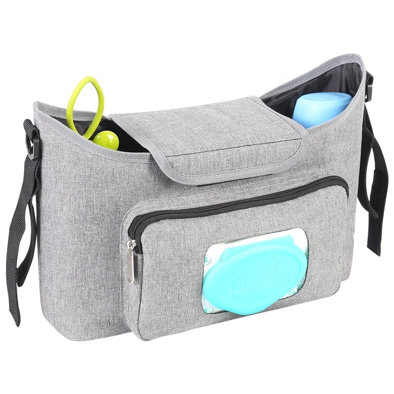 Universal fit Grey kodra fabric with paper extraction bag baby stroller bag mommy diaper bag organizer for stroller