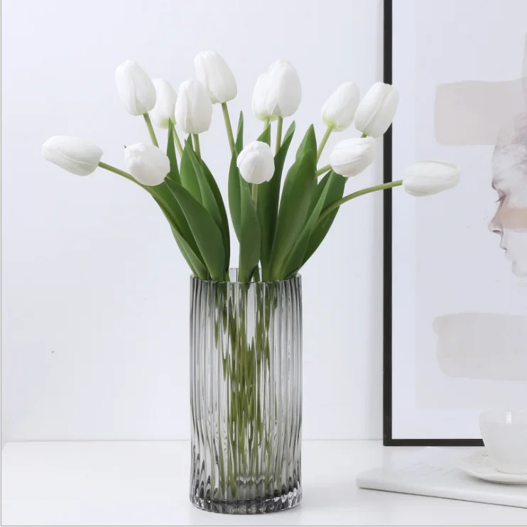 real touch artificial flowers mini tulip flower for home and wedding decoration pu wet artificial tulip