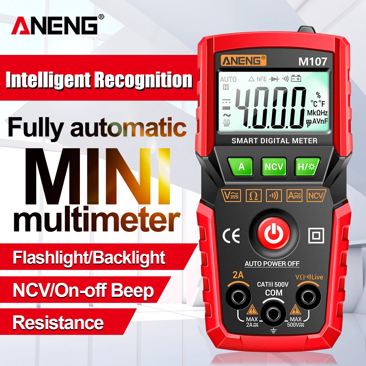 ANENG M107 Mini Digital Multimeter 4000 count Auto tester digital multimeter profesional testeur electrique multimetro test