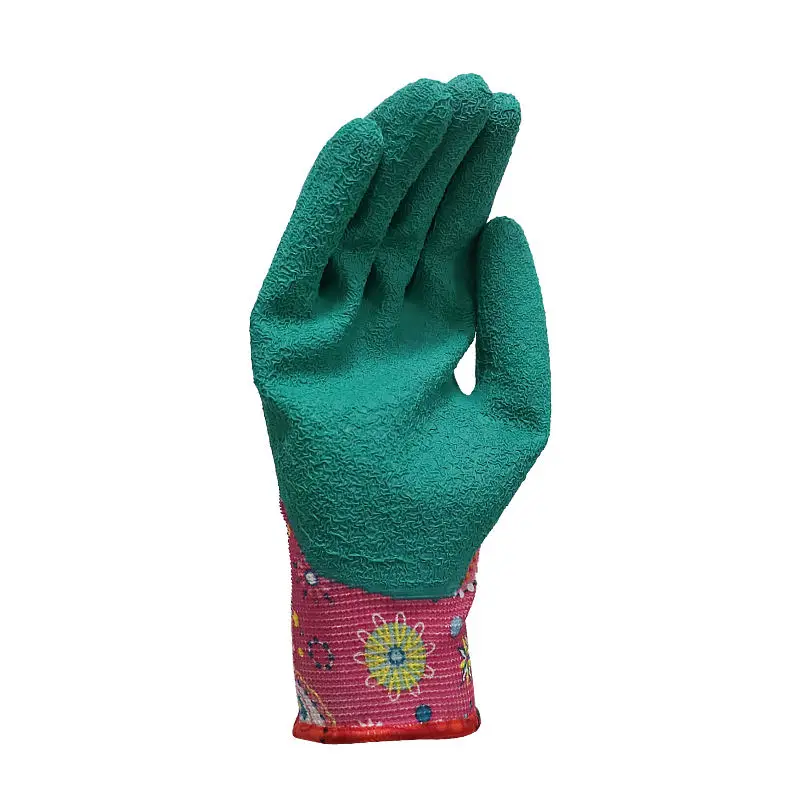 Custom puncture resistant printing flower women gardening gloves protective tool crinkle latex garden gloves