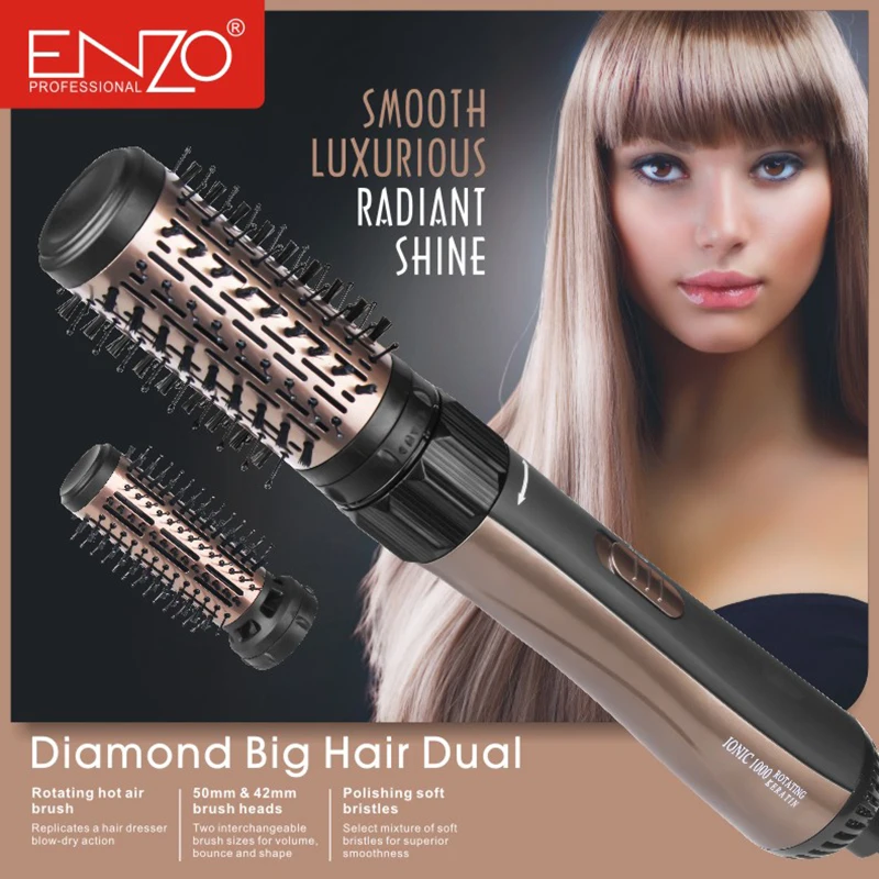 ENZO One Step Hair Dryer Volume Hair Styler Tools Hot Air Brush Blow Dryer Hair Curling Straightener Comb Electric brush