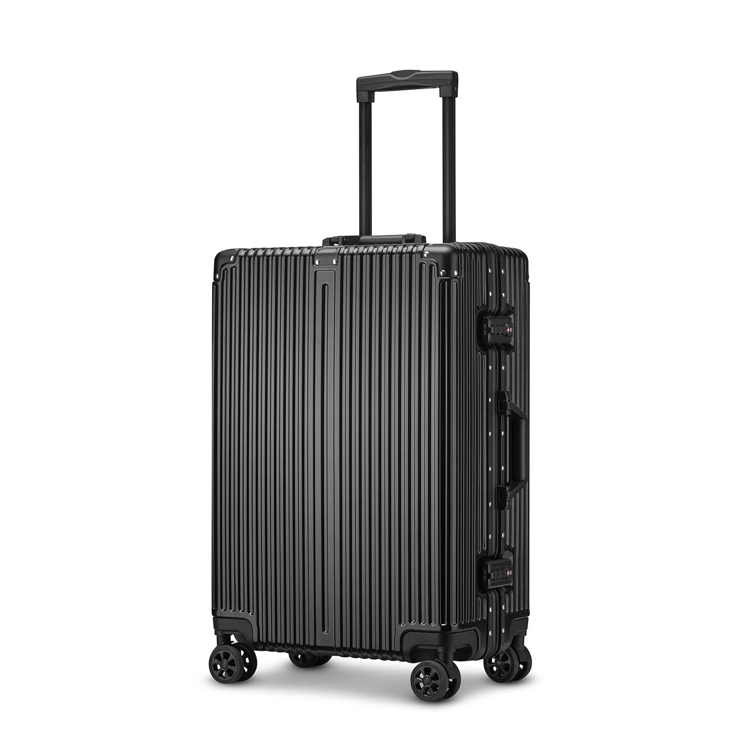 High Quality Aluminum Frame  Custom Logo Luxury Carry on Luggage PC Hardshell TSA Lock Spinner Suitcase  With 4 Wheels