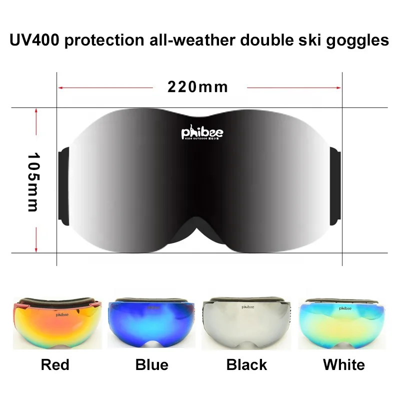 
Visual Anti Glare UV Protection Anti-fog UV400 Magnet Adult Ski Snow Goggles Spherical 