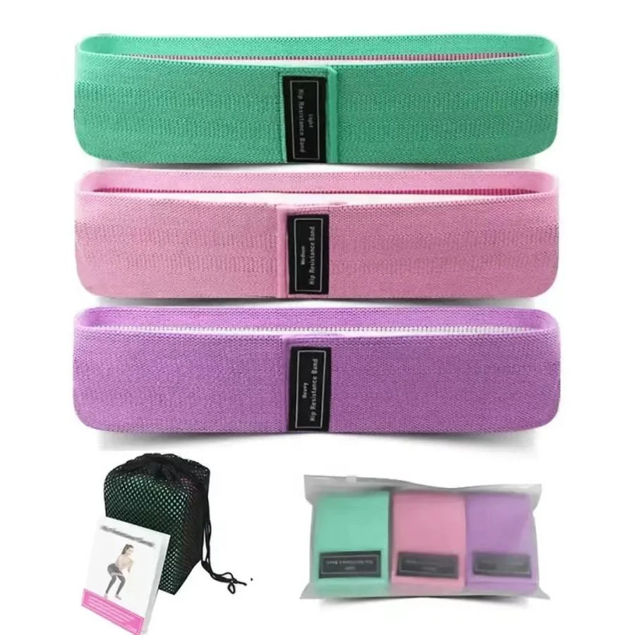 Anti-Slip Fabric Yoga Stretch Bands 3 Levels Resistance Bands Set - Booty & Legs Workout Exercise Bands for Women/Men