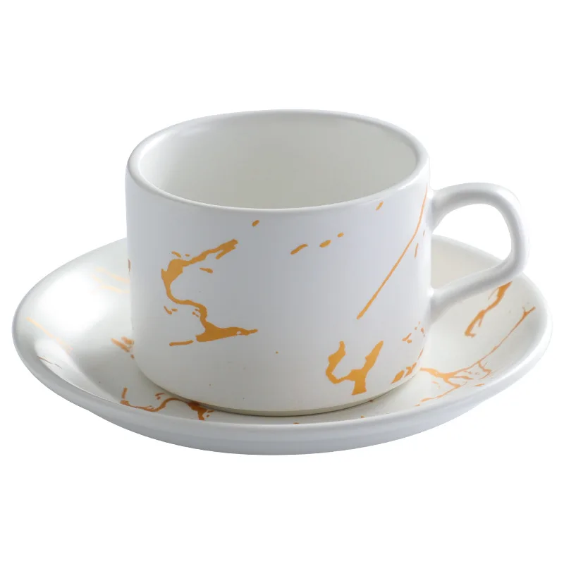 New design Roasted flowers Stone grain Cappuccino  Coffee cup saucer set latte cup