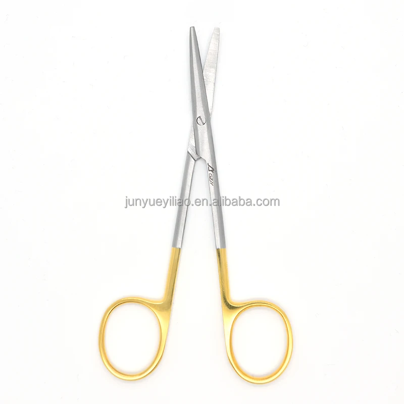12.5cm 5' Gold Handle TC Insert Serrated Blade Straight Curved Blunt Tip Medical Surgical Dissecting Metzenbaum Scissors
