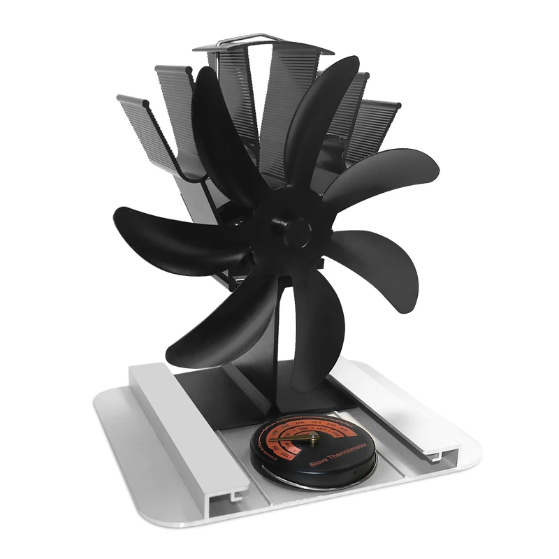 2022 new 7blades  Heat Powered Wood Burning Stove Fan used on ice fishing and outdoor camping