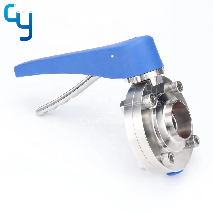 Stainless Steel 304 316L Tri Clamp Manual Sanitary Butterfly Valve With Different Types of Handle