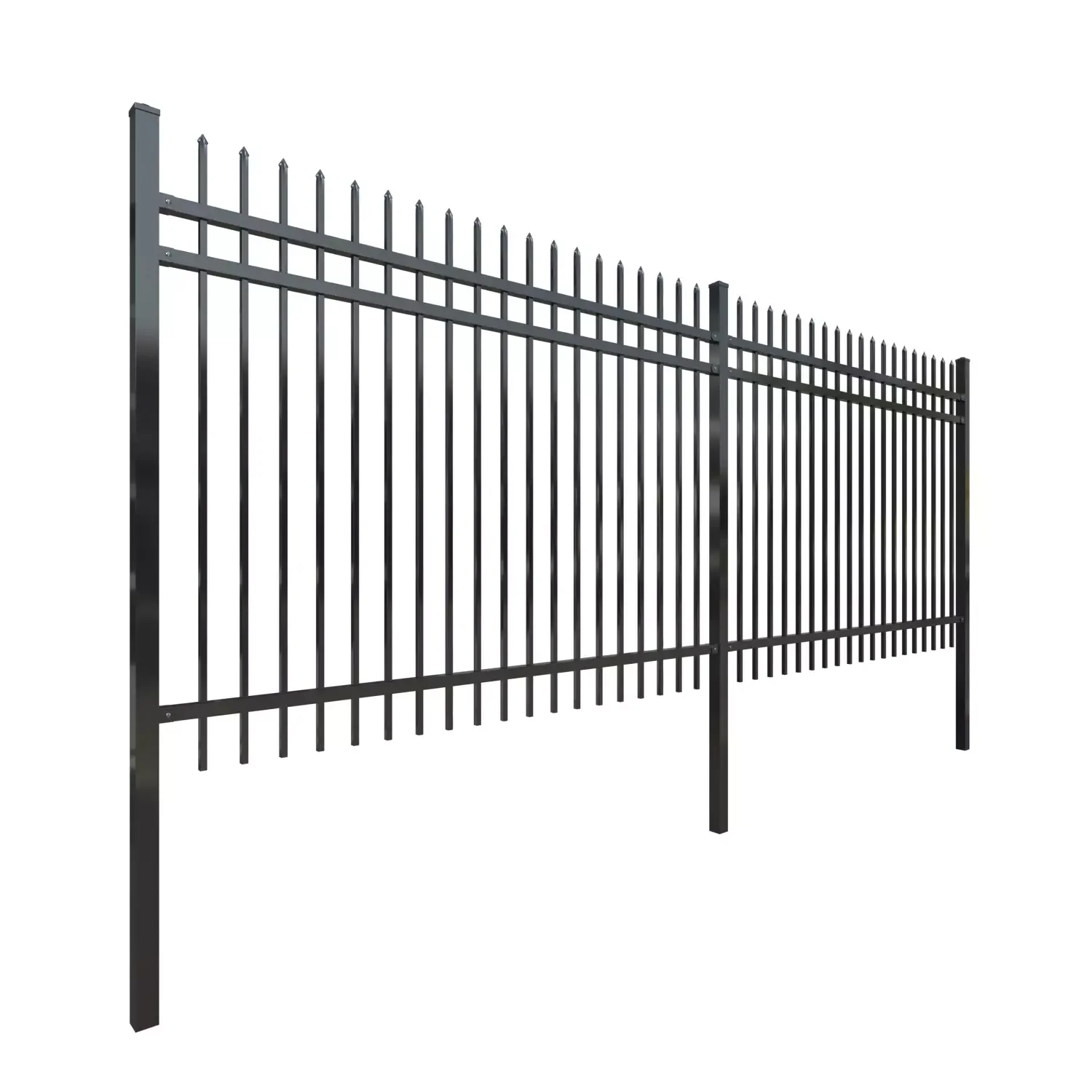 Security Tubular Steel Fence  with Pressed Spear Top Security Steel Picket Ornamental Steel Fence