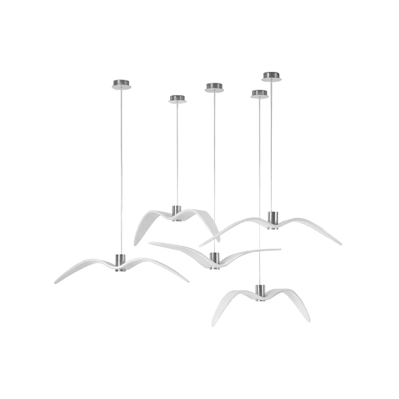 Modern art deco creative single head seagull led linear bird chandelier pendant light for restaurant clothing store