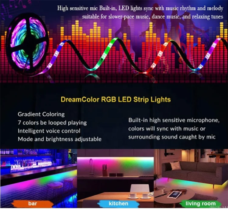  Светодиодная лента tiras luces led wifi 3528 5050 rgb 5m 120 ledm