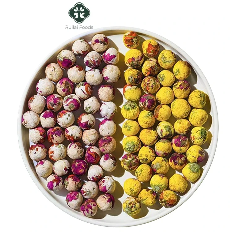 OEM Private logo 2g flower tea handmade gift glass bottle package dried mixed rose jasmine flowers lily blooming ball tea