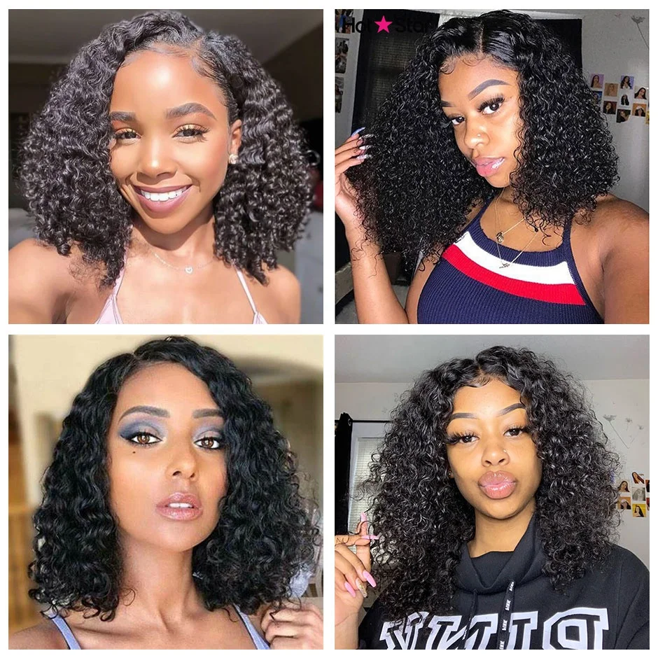 Unprocessed Raw Natural Lace Front Curly Bob Wig Wholesale Short Human Hair Lace Front Wig Brazilian Hair Hd lace Frontal Wigs