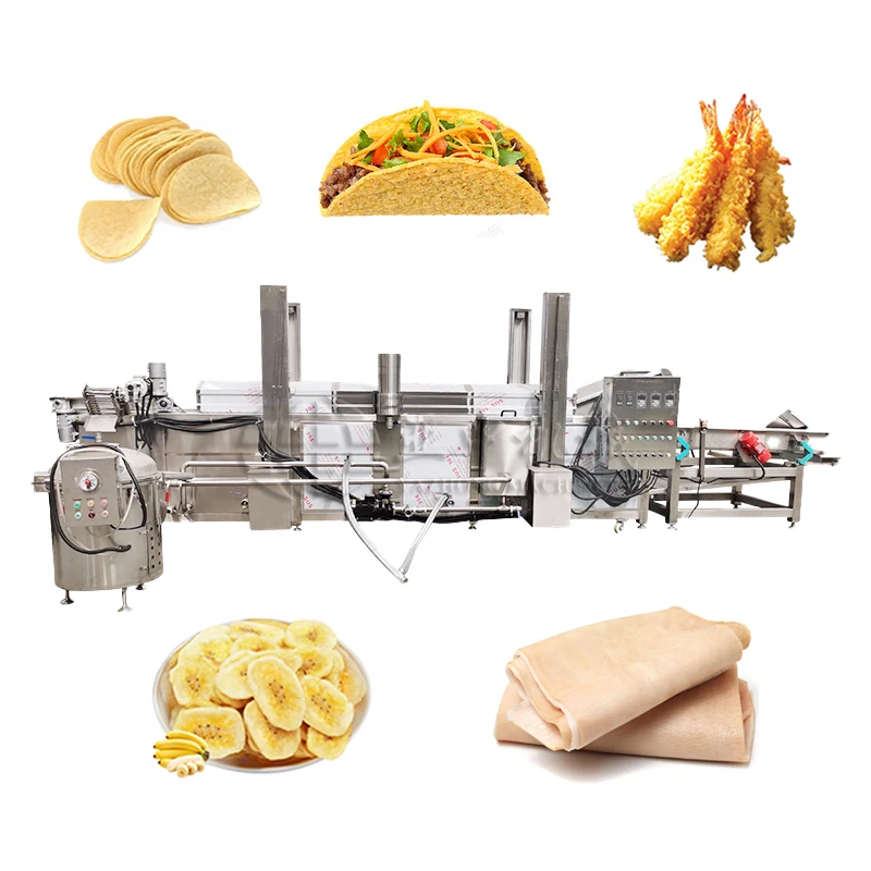 Stainless Steel Automated Frying Machine Gas Egg And Burger Fryer Namkeen Continuous Fryer