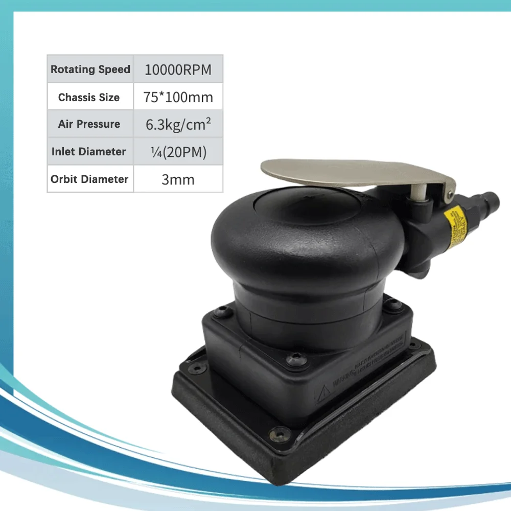 Pneumatic Dry Grinder Central Vacuum Ready Pneumatic Sanding Sandpaper Machine 70*100mm Square Air Orbital Sander