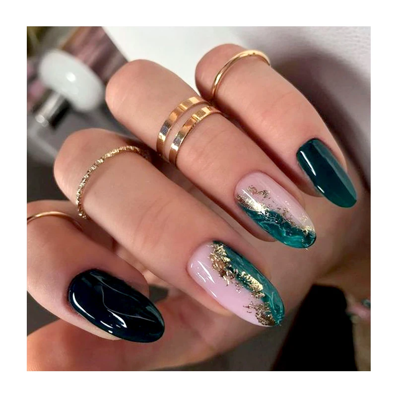 Ins Hot Selling Artificial Nail Art Silver Stripe Swirl Medium Painting 24pcs Private Label Logo Oem/Odm Abs Press On Nail