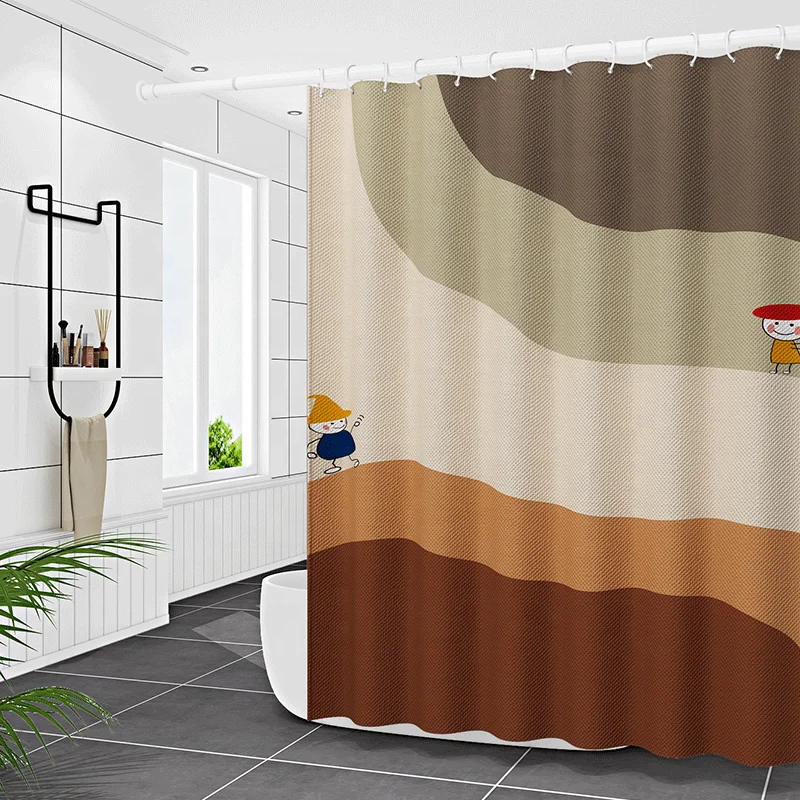 180X180CM Bathroom Waterproof Shower Curtain Simple Geometric Pattern Printing Polyester Home Decoration Curtain With Hook