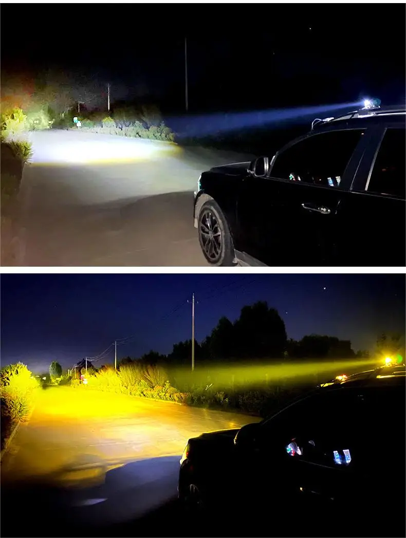 Hot-selling 12-80V Automobile and Motorcycle two-color led spot lamp universal modified waterproof fog lamp projector lens