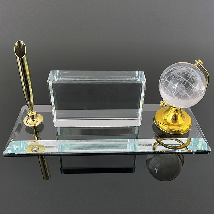 Laser Jesus Earth Globe Glass Crystal Pen Holder MH-B0344