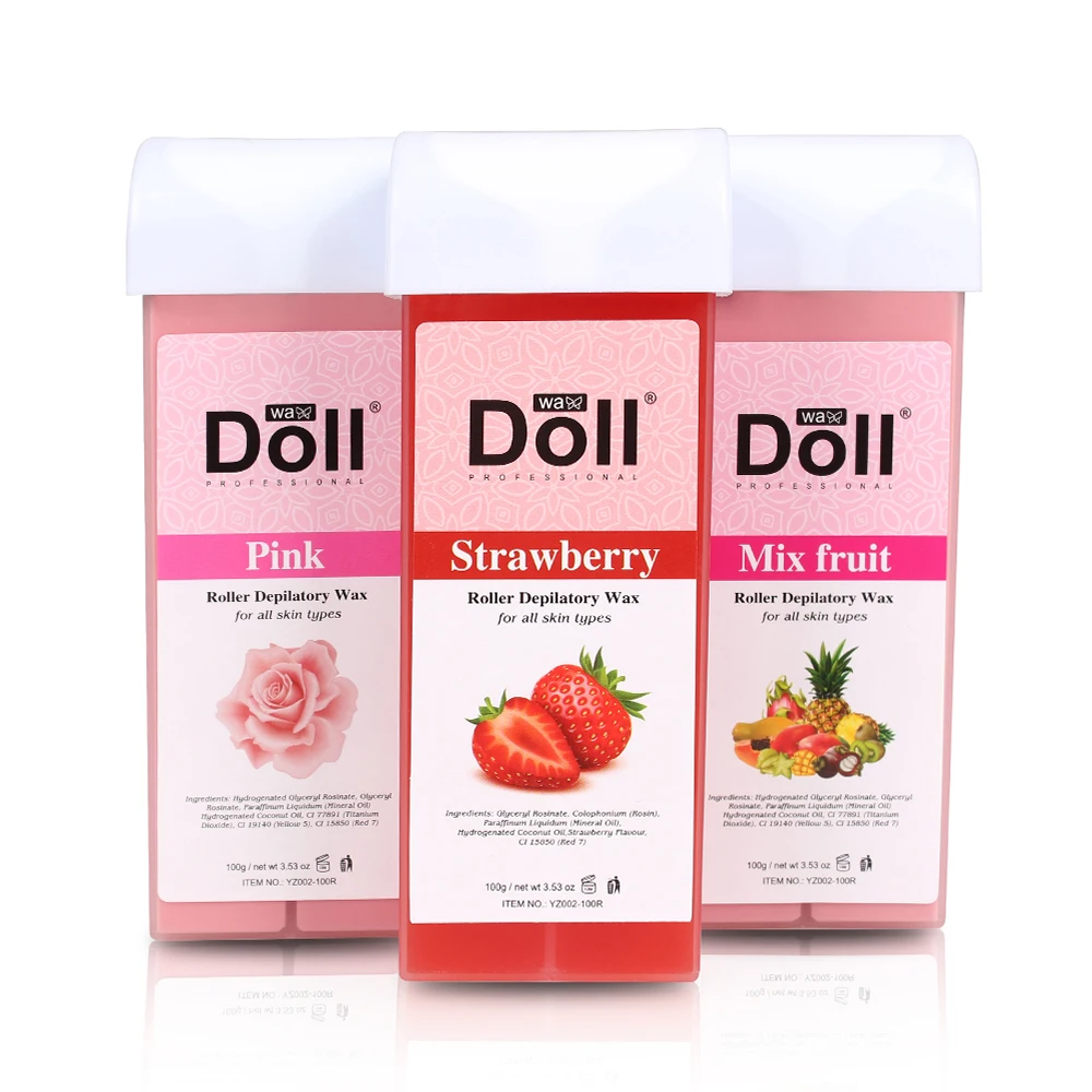 
100g Pink Rose Roll-on Hot Film wax Depilatory warm Wax Hair Removal liposoluble soft Wax roller 