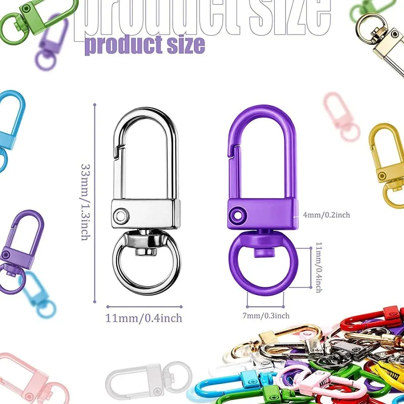 hot sale Colorful Metal Lobster Claw Clasps Swivel Lanyards Trigger Snap Hooks Strap for Bag Key Chains Connector Jewelry Making