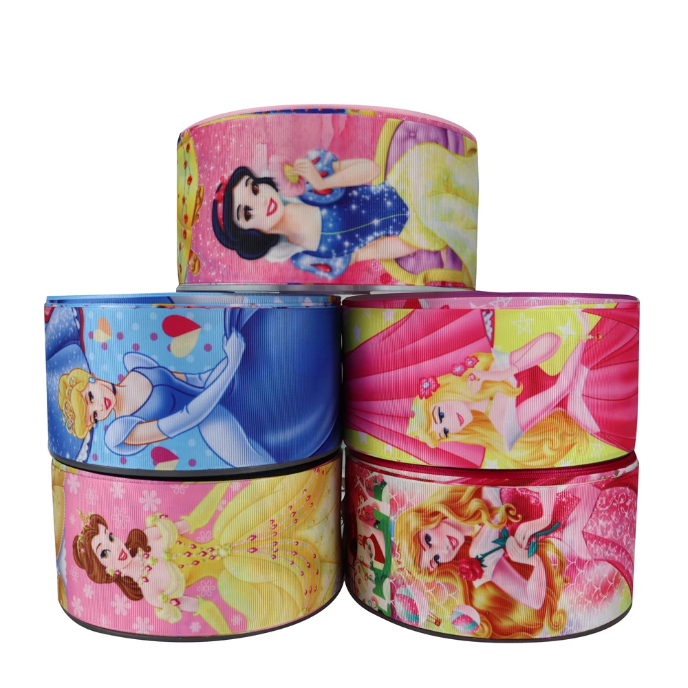 new arrival 75mm 3 inch princess cartoon printed grosgrain ribbon